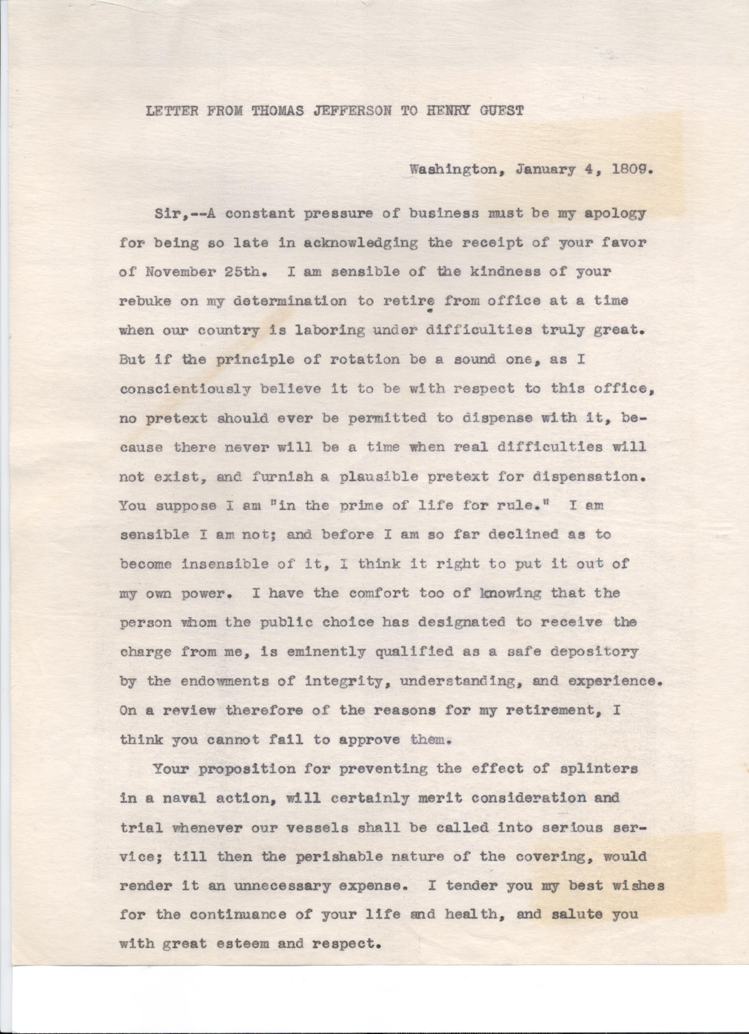 Jefferson Letter